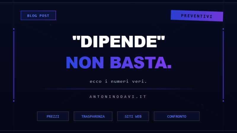 Dipende non basta, ecco i numeri veri — quanto costa un sito web nel 2026 con prezzi reali